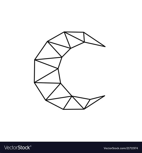 Low poly moon line art drawing Royalty Free Vector Image