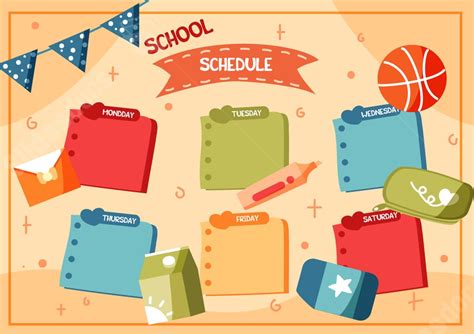 Timetable Of School In Cartoon Form Word Template And Google Docs For ...