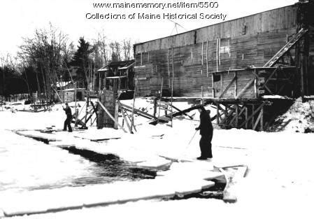 Item 5500 - Ice harvesting, Kennebec River, ca. 1900 - Vintage Maine Images