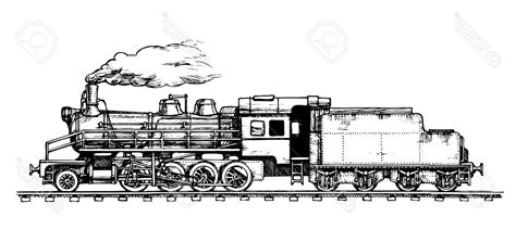 Steam Train Side View Drawing