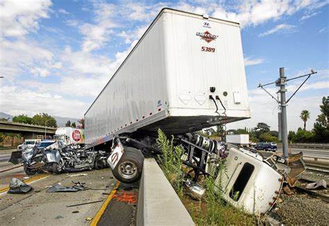 Big rig, car crash partially shuts down westbound 210 Freeway in ...