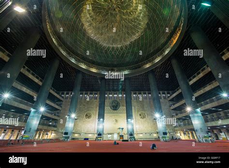 Interior of Istiqlal Mosque, or Masjid Istiqlal, (Independence Mosque) in Jakarta, the largest ...