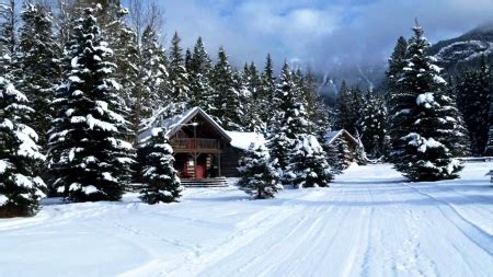 Rocky Mountain Cabins - Winter & Nature Background Wallpapers on ...