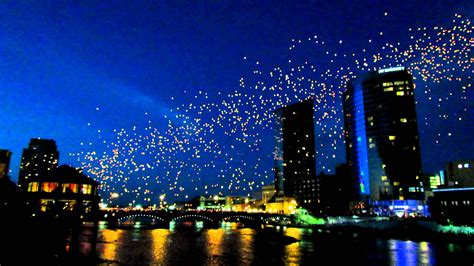 Lights on the blue sky in the night - Wonderful city view