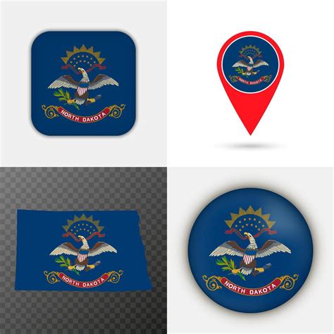 Set of North Dakota state flag. Vector illustration. 15260510 Vector ...