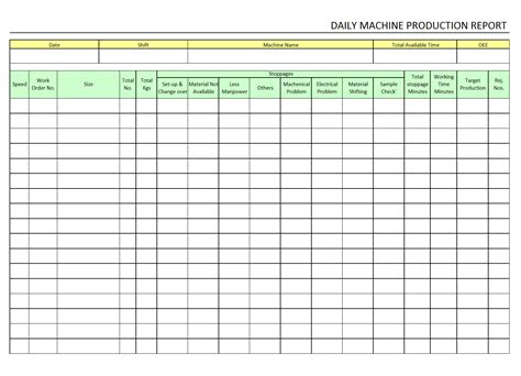 Daily Machine Production Report format| Excel | PDF | Sample