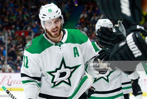 Tyler Seguin of the Dallas Stars is congratulated by teammates after ...