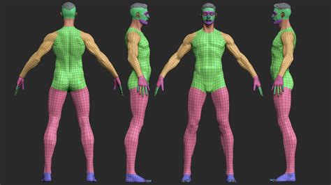 ArtStation - Full Male Body topology and UV map | Resources