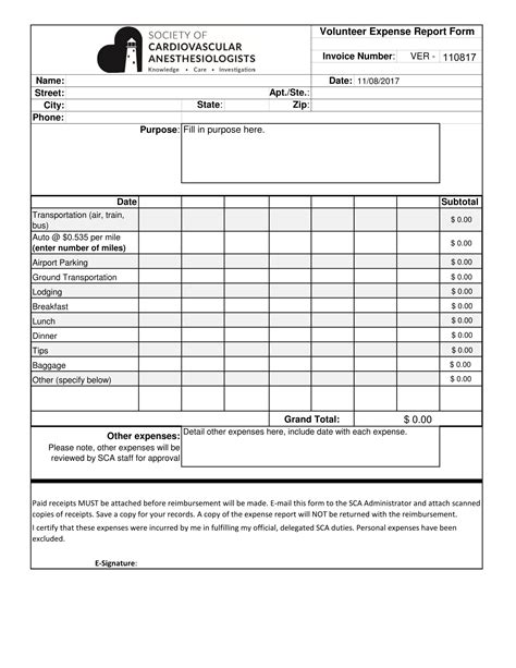 Fillable Expense Forms - Printable Forms Free Online