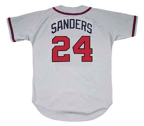 DEION SANDERS | Atlanta Braves 1992 Away Majestic Throwback Baseball Jersey