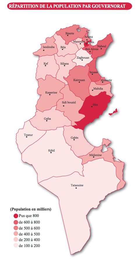 Tunisia Population Density Map