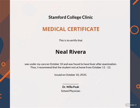 Student Medical Certificate For Sick Leave Template | Template.net Graduation Certificate ...