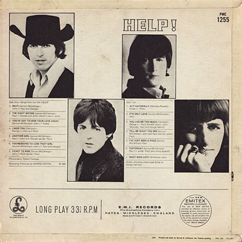 The Beatles U.K. Guide LP/Parlophone Album Cover/HELP!