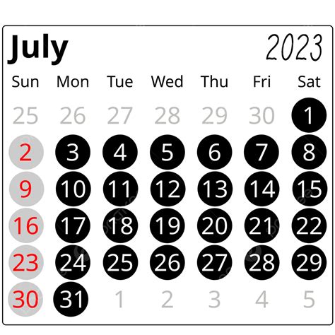 Gambar Lingkaran Meja Hitam Sederhana Kalender Kalender Juli 2023 ...