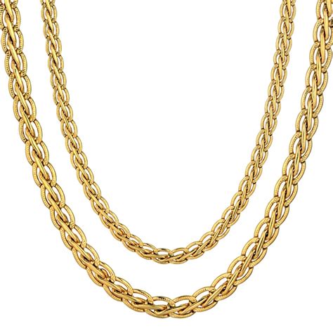 Vintage 45/55/66/76cm Gold Color Necklace Fashion Mens Gold Chain Necklace Male Chain Golden ...