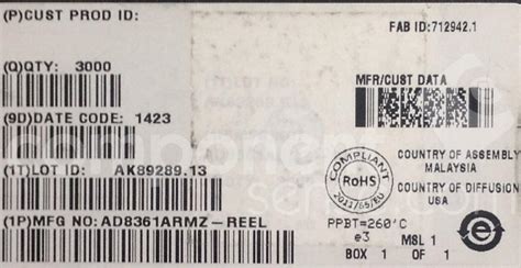 AD8361ARMZ-REEL Analog Devices - Datasheet PDF & Technical Specs