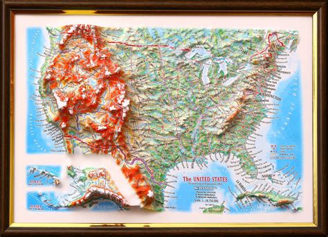 US Raised Relief Map, 12 X 9 - Etsy