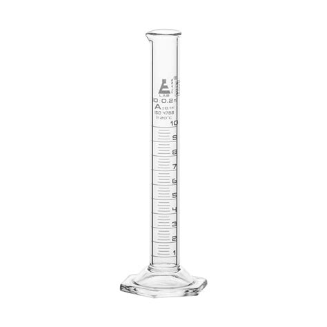 Graduated Cylinder, 10ml - Class A - White Graduations, Hexagonal Base — Eisco Labs