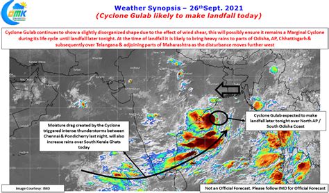 Cyclone Gulab to make landfall later today - Chennairains (COMK)