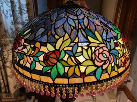 ROSE FLOWERS STAINED Glass Lamp Shade. Floral Roses TIFFANY Style Reproduction $495.00 - PicClick