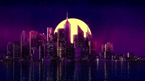 City, Buildings, Digital Art, Night, Cityscape, Skyscraper, Minimalist ...