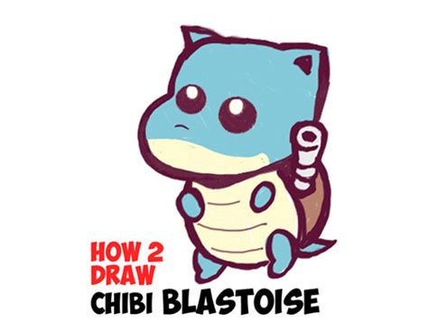 How to Draw Cute Baby Chibi Blastoise from Pokemon Easy Drawing ...