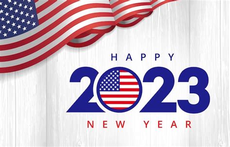 Feliz año nuevo 2023 con bandera usa. diseño creativo americano. banner ...