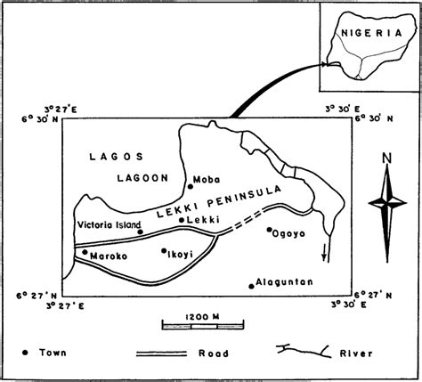 Map of part of Lagos showing the Lekki Peninsula | Download Scientific ...