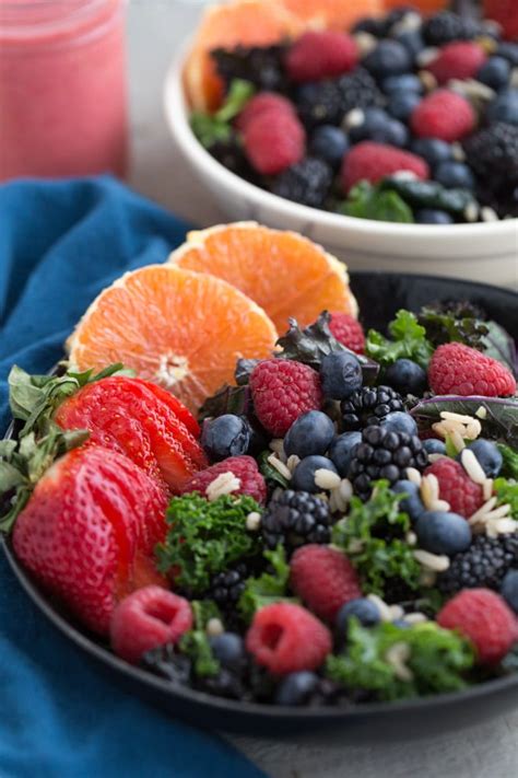 Berry Citrus Kale Salad with Raspberry Vinaigrette | Crumb Top Baking