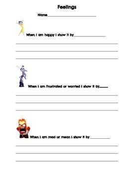 Zones of Regulation Worksheet with Inside Out Characters by DuckDuckAsh