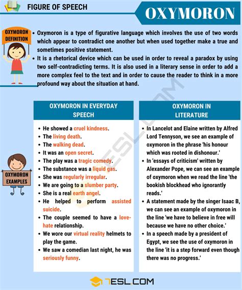 Oxymoron: Definition, Usage and Helpful Oxymoron Examples • 7ESL ...