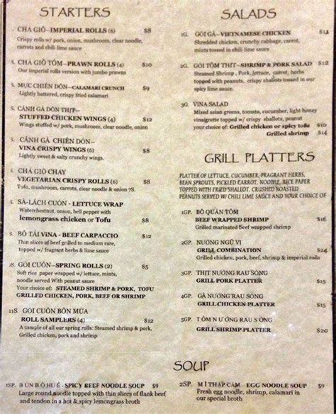 Vina Pho and Grill Menu, Menu for Vina Pho and Grill, Boulder, Boulder - Urbanspoon/Zomato