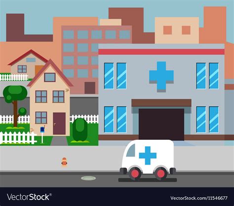 Cartoon street hospital stylish background retro Vector Image