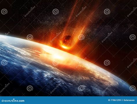 Large Meteor and Earth stock illustration. Illustration of collision ...