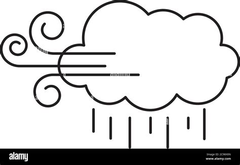 weather concept, wind cloud and rain over white background, line style, vector illustration ...