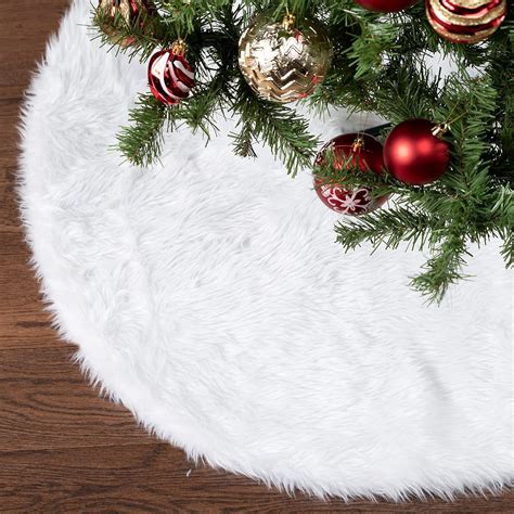 Ayieyill Christmas Tree Skirt 48 Inches Faux Fur White Christmas Tree ...