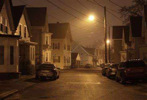 Foggy Urban Neighborhood At Night Stock Photo - Download Image Now - iStock