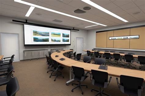 Virtual Conference Room, with Screens and Projectors for Presenting Slides Stock Illustration ...