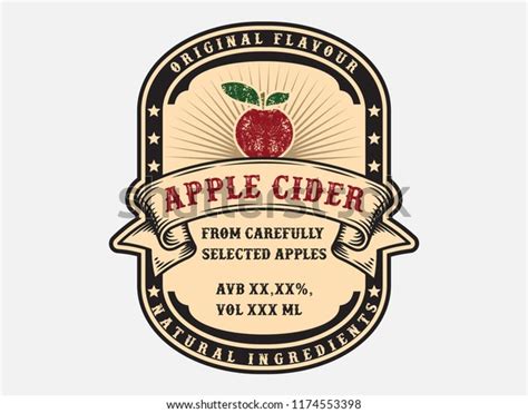 Apple Cider Label Vector Bottle Drink Stock Vector (Royalty Free ...