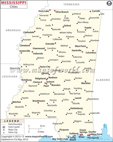 Map Of Mississippi With Cities | Tour Map