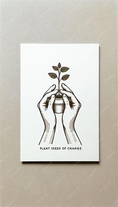 Premium Photo | Planting seeds of hope Line art hands holding seedling