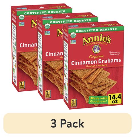 (3 pack) Annie's Organic, Non-GMO Cinnamon Graham Crackers, 14.4 oz - Walmart.com