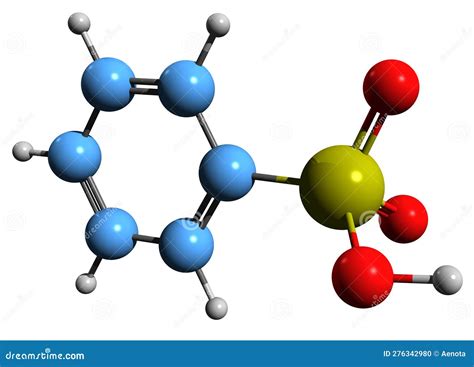 3D Image of Benzenesulfonic Acid Skeletal Formula Stock Illustration - Illustration of reaction ...