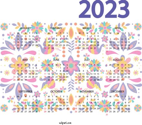 2023 Calendar Visual Arts Design Flower For 2023 Printable Yearly ...