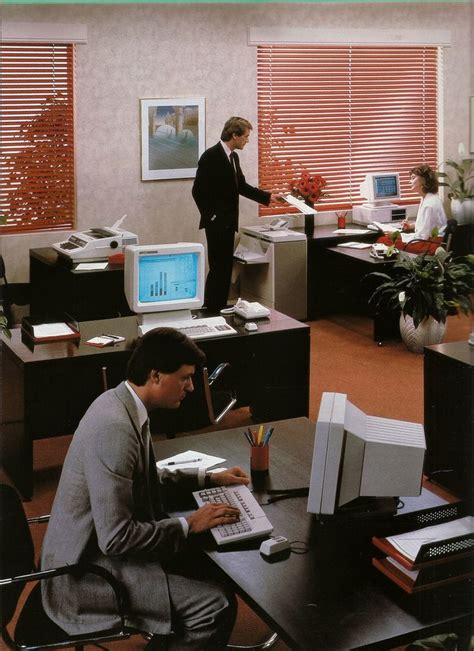 Hi-Tech Eighties Office | Retro office, 80s interior design, Office