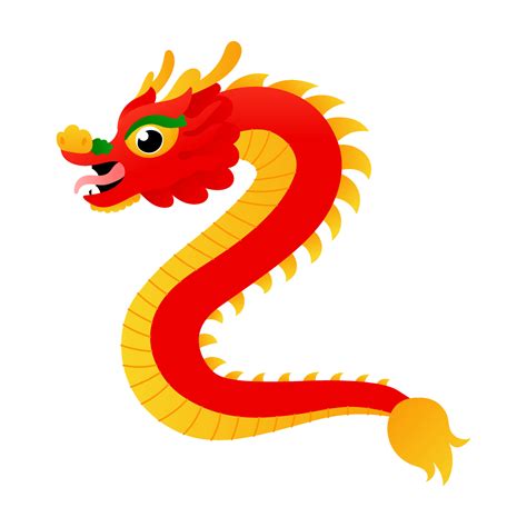 Red chinese dragon in cartoon childish style for lunar new year decorative element for design ...