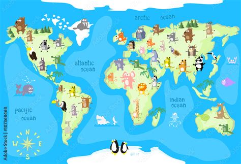 World Map Continents And Oceans For Kids