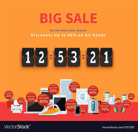 Countdown big discounts flat design Royalty Free Vector