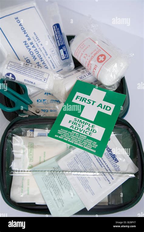 First aid kit and bandages Stock Photo - Alamy