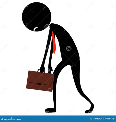 Illustration of Stick Figure Silhouette Business Man Feeling Tired ...